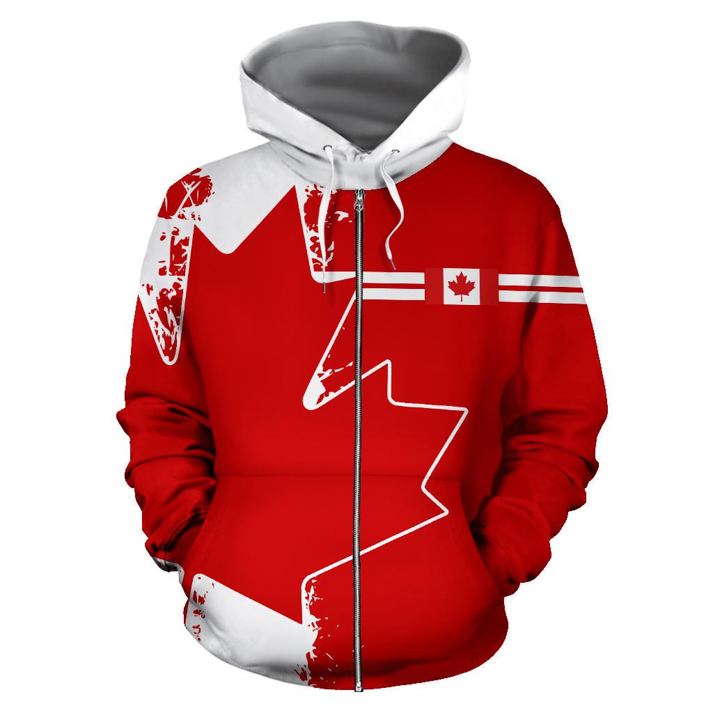 Canada Maple Leaf Zip Up Hoodie Mystic Style - Wonder Print Shop