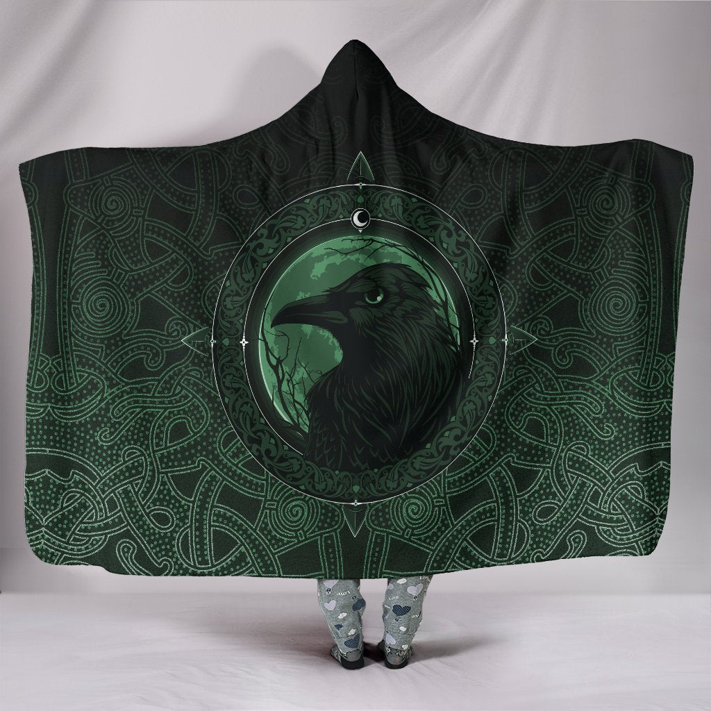 viking-hooded-blanket-ethnic-odin-raven-green