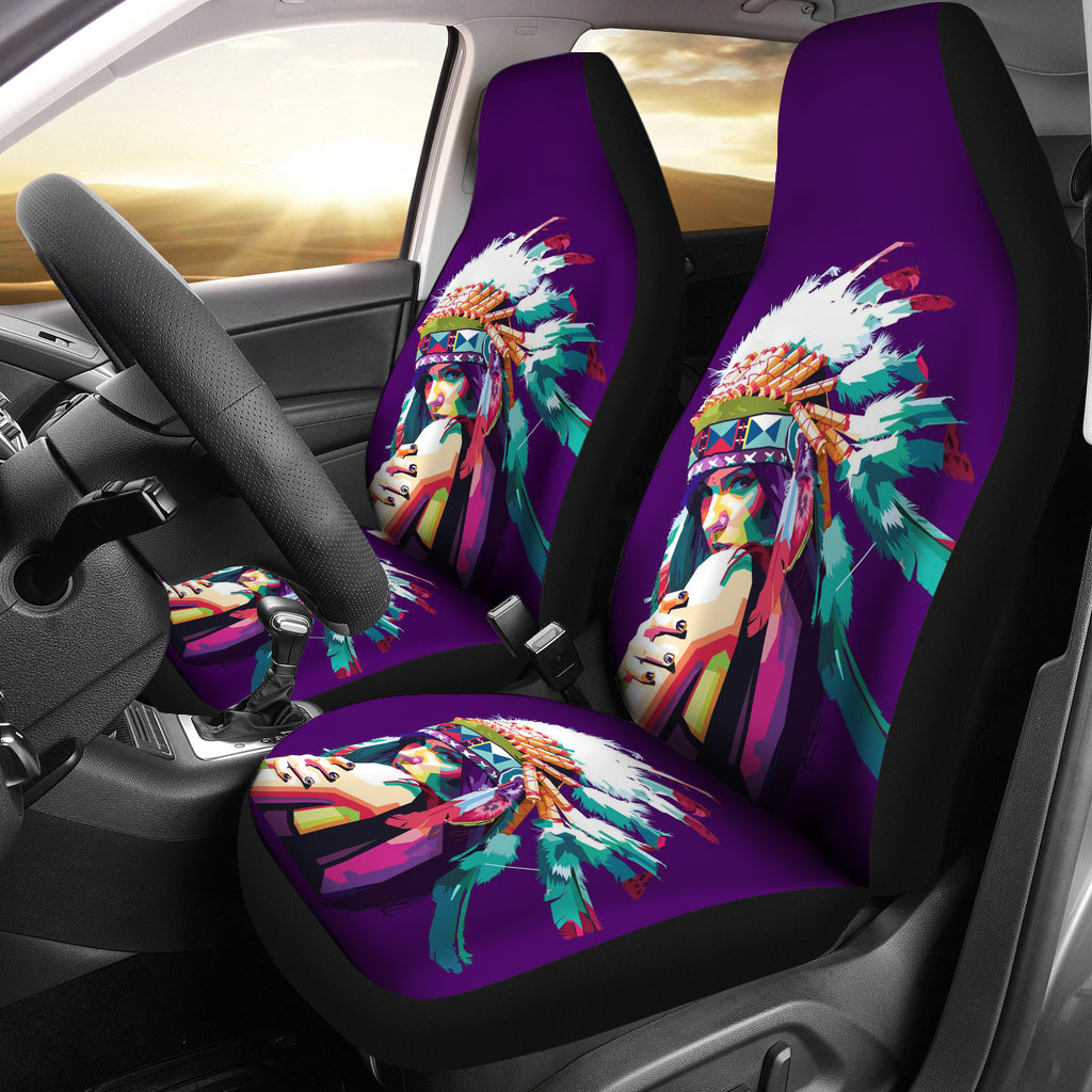 Girl With Feather Headdress Car Seat Covers LT10 - Wonder Print Shop