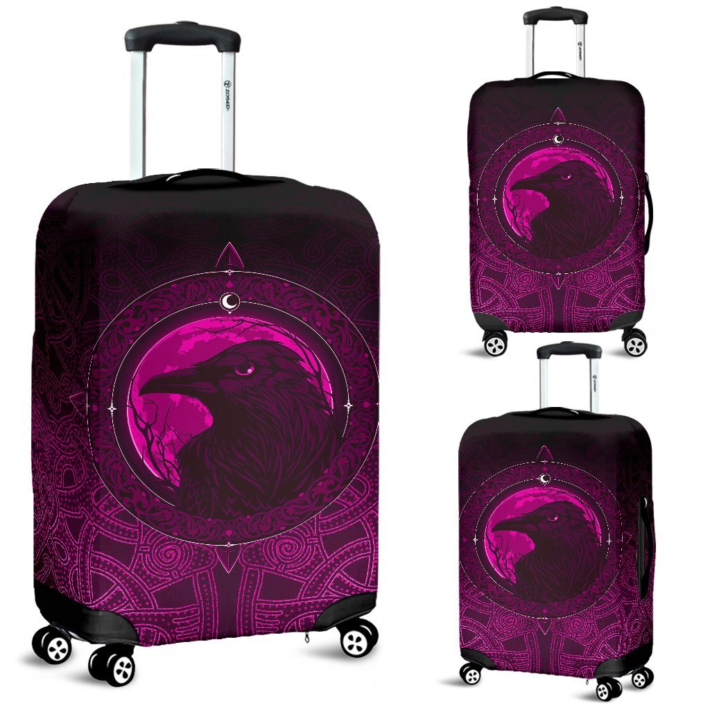 Viking Luggage Cover, Ethnic Odin Raven Pink RLT12 - Wonder Print Shop