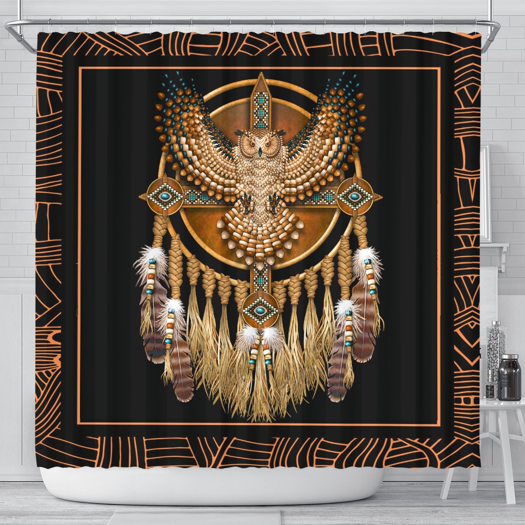 golden-owl-dreamcatcher-native-american-shower-curtain