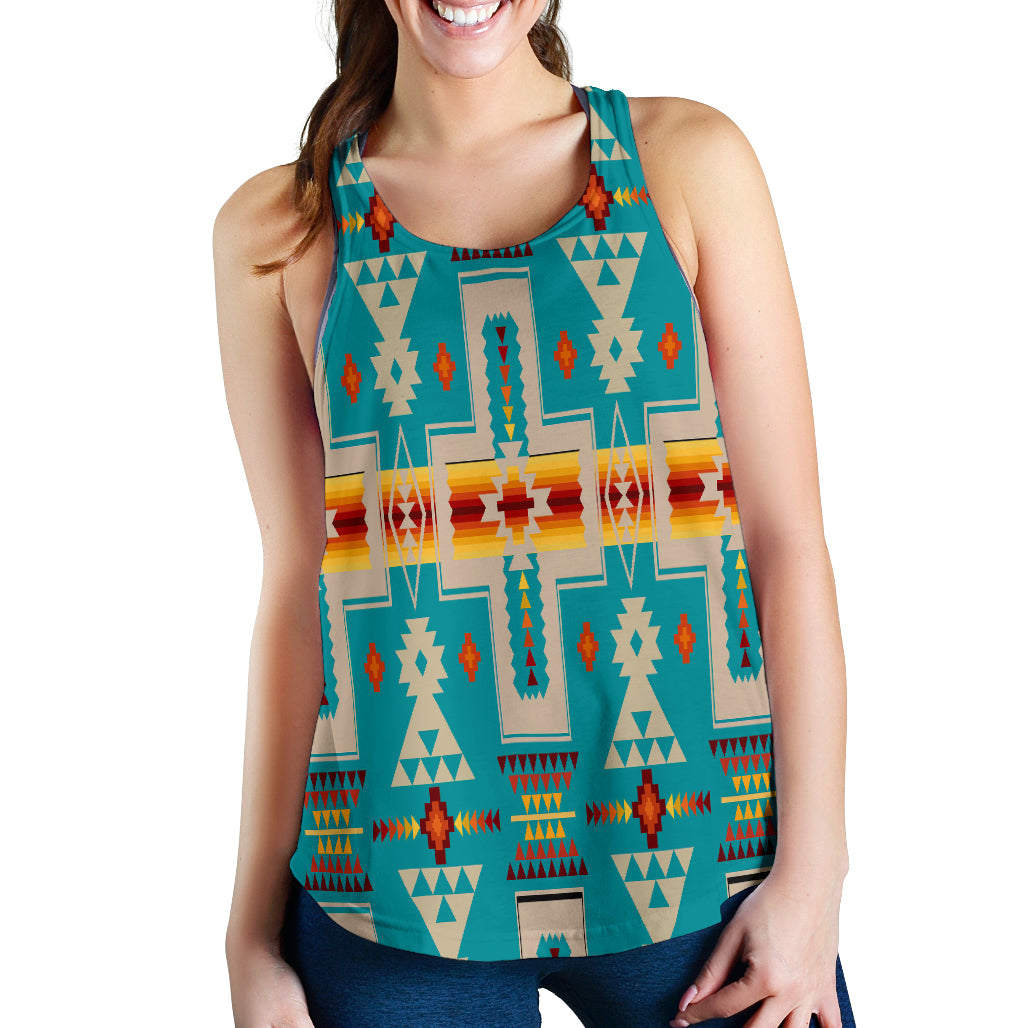 Turquoise Tribe Design Native American Women Racerback Tank LT10 - Wonder Print Shop