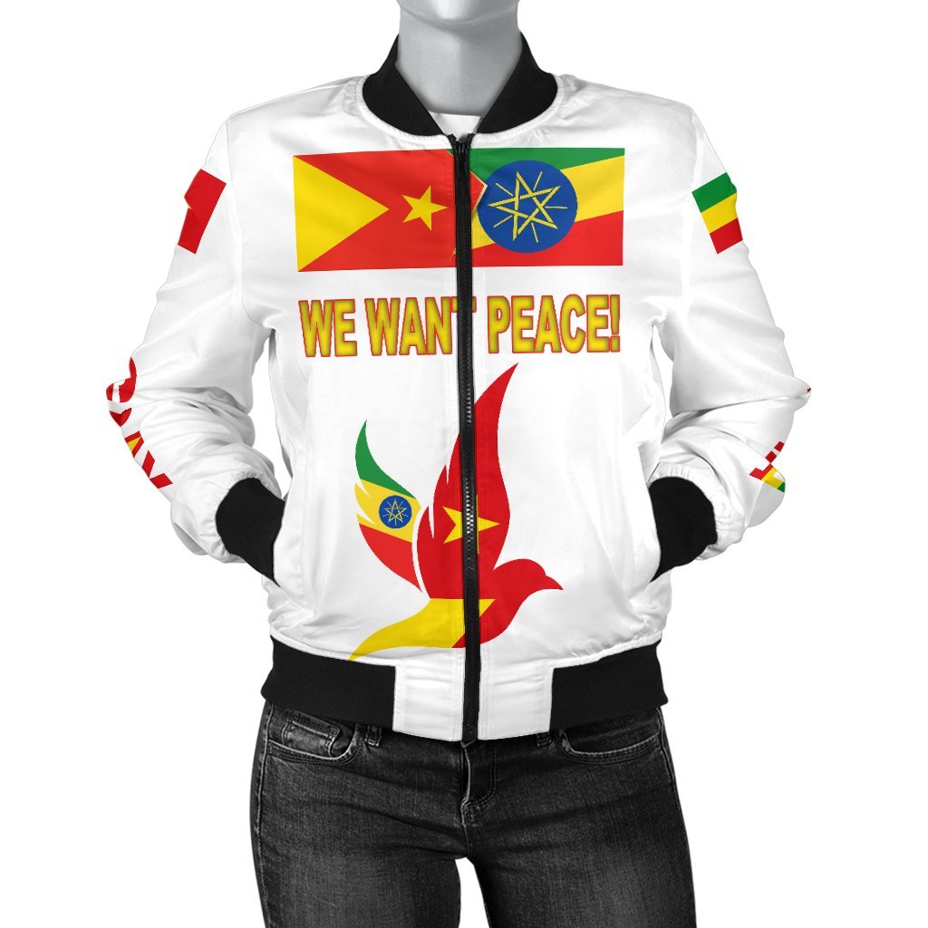tigray-and-ethiopia-flag-we-want-peace-womens-bomber-jacket