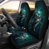 Green Wolf Forest Car Seat Covers LT10 - Wonder Print Shop