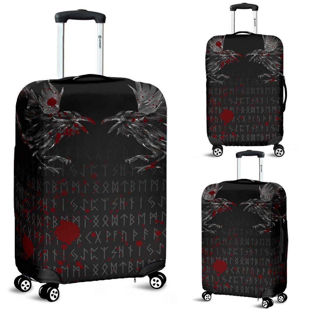 Viking Luggage Cover - Odin Huginn and Muninn Rune Blood RLT12 - Wonder Print Shop