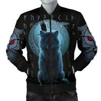 Viking Men's Bomber Jacket, Fenrir Viking Wolf and Moon RLT12 - Wonder Print Shop