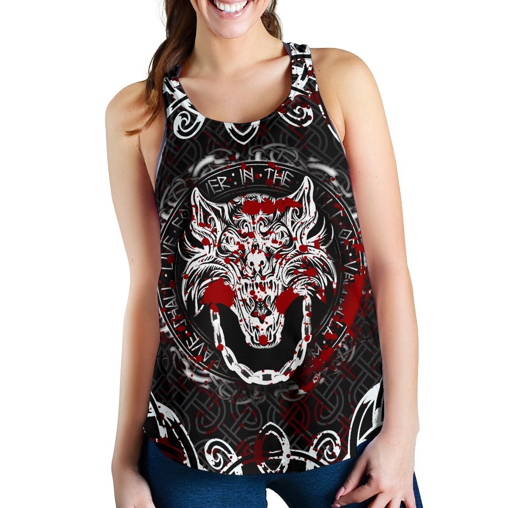 Viking Women's Racerback Tank - Fenrir Viking Blood 3D RLT12 - Wonder Print Shop