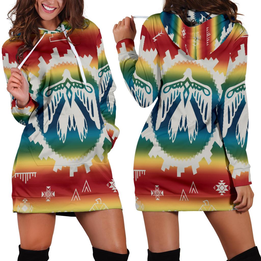 Phoenix Rising Native American Hoodie Dress LT10 - Wonder Print Shop