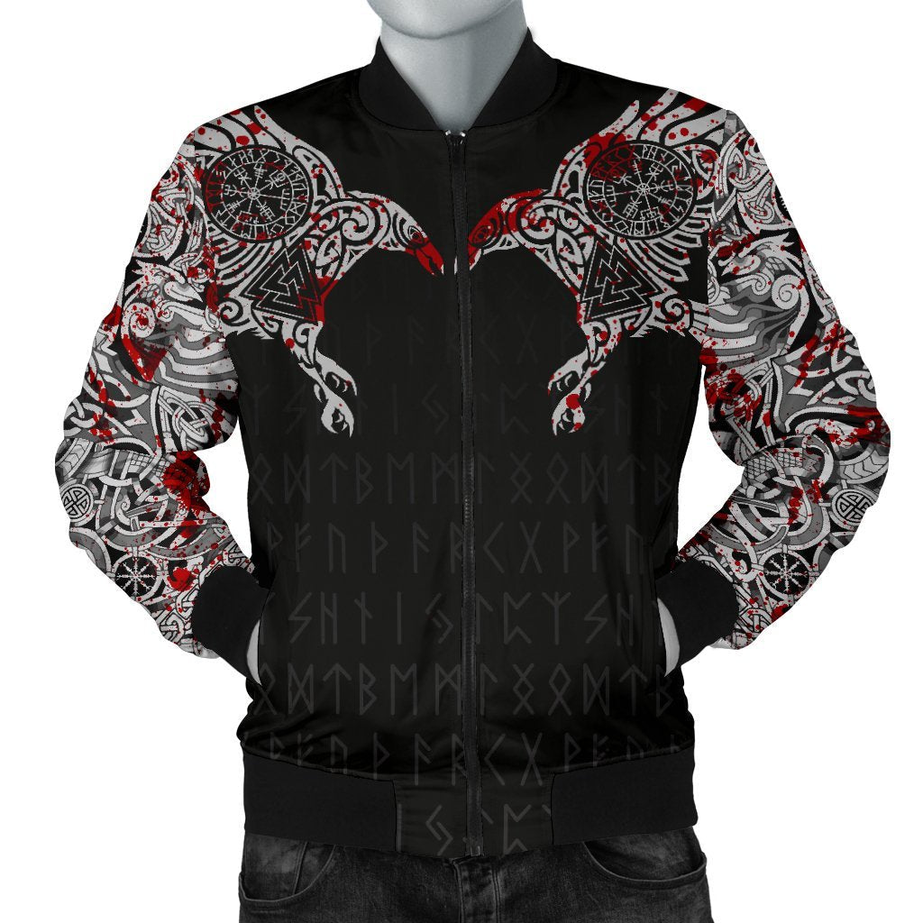 Viking Raven Tatoo Blood Ver 2 Men's Bomber Jacket A15 RLT12 - Wonder Print Shop