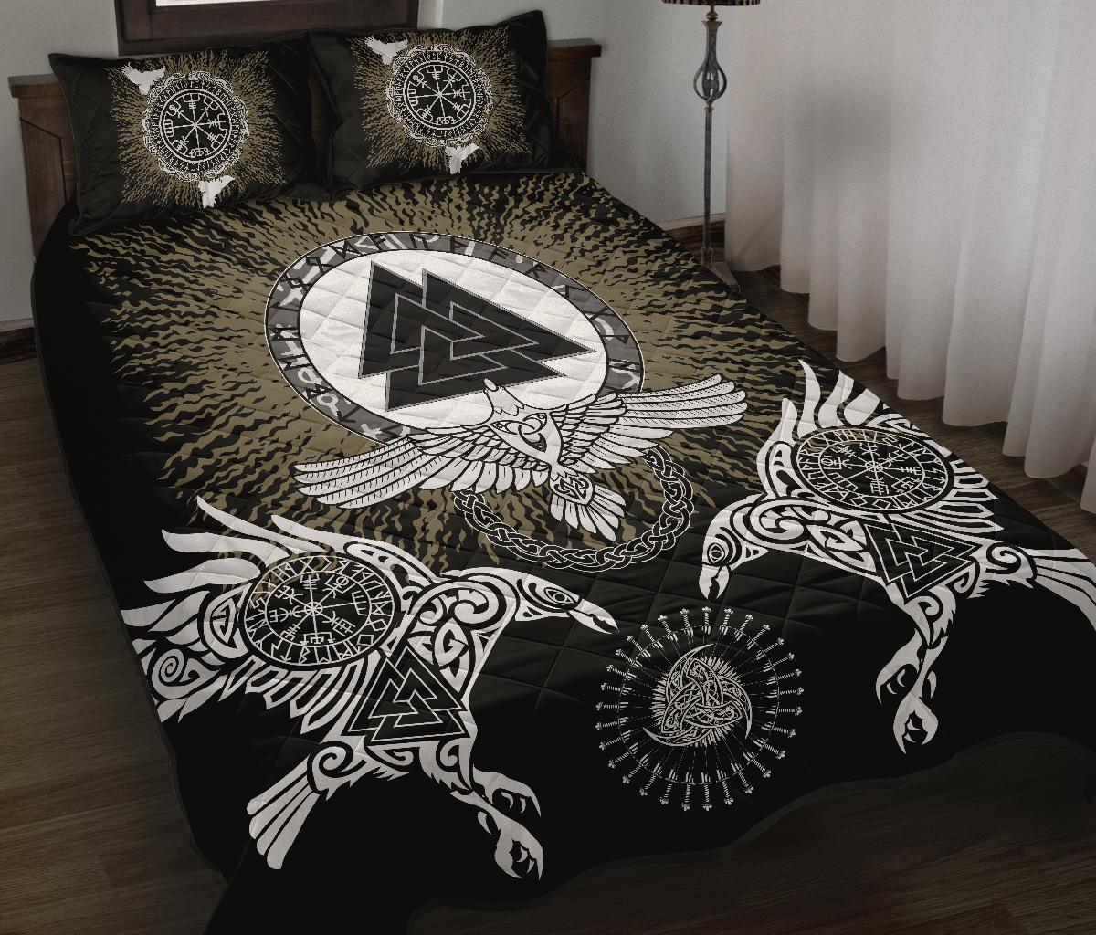 Viking Quilt Bed Set Raven, Valknut and Vegvisir RLT12 - Wonder Print Shop