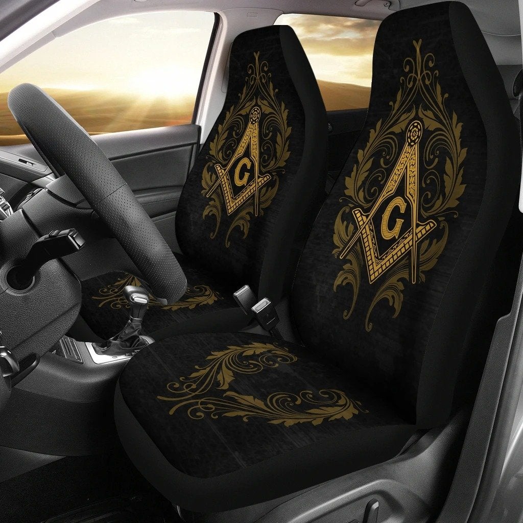 African Car Seat Covers - Freemason Black Car Seat Covers - Wonder Print Shop