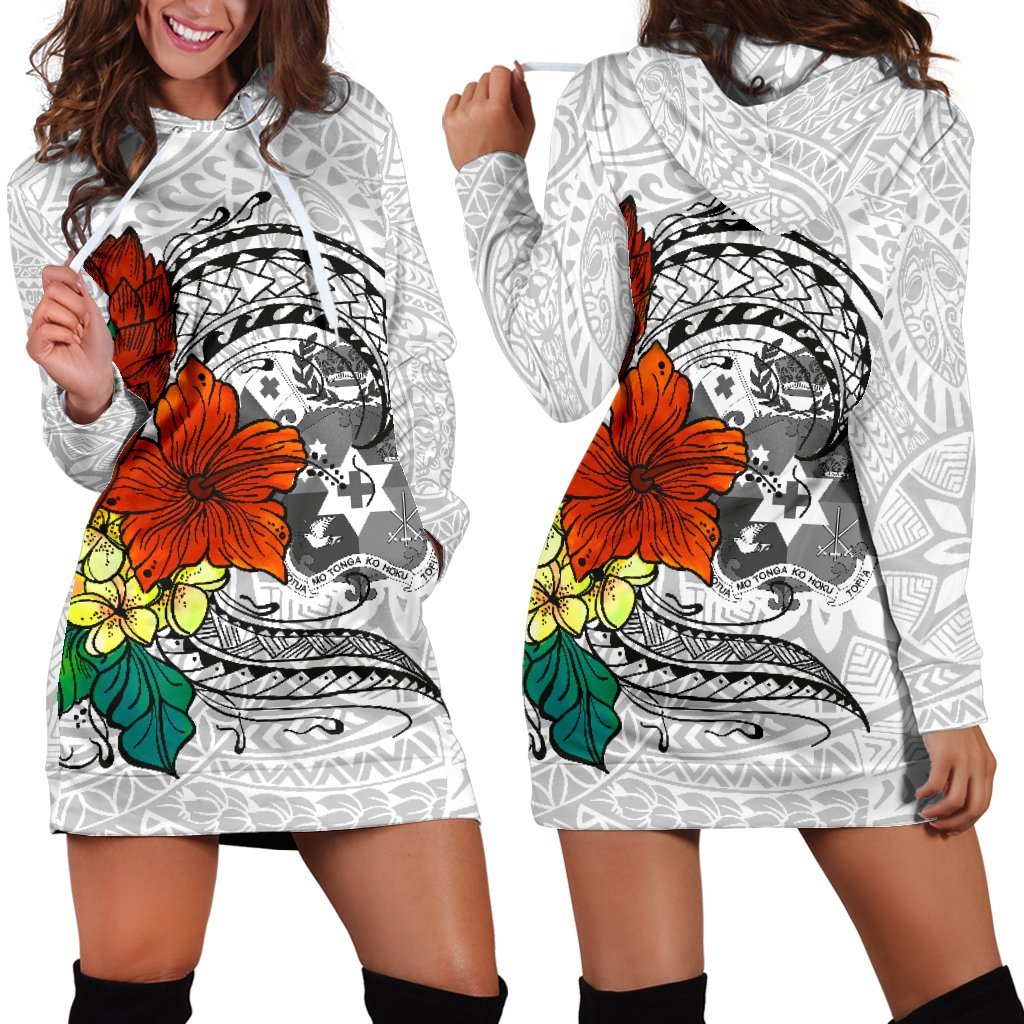 tonga-womens-hoodie-dress-tropical-flowers-white-patterns-style