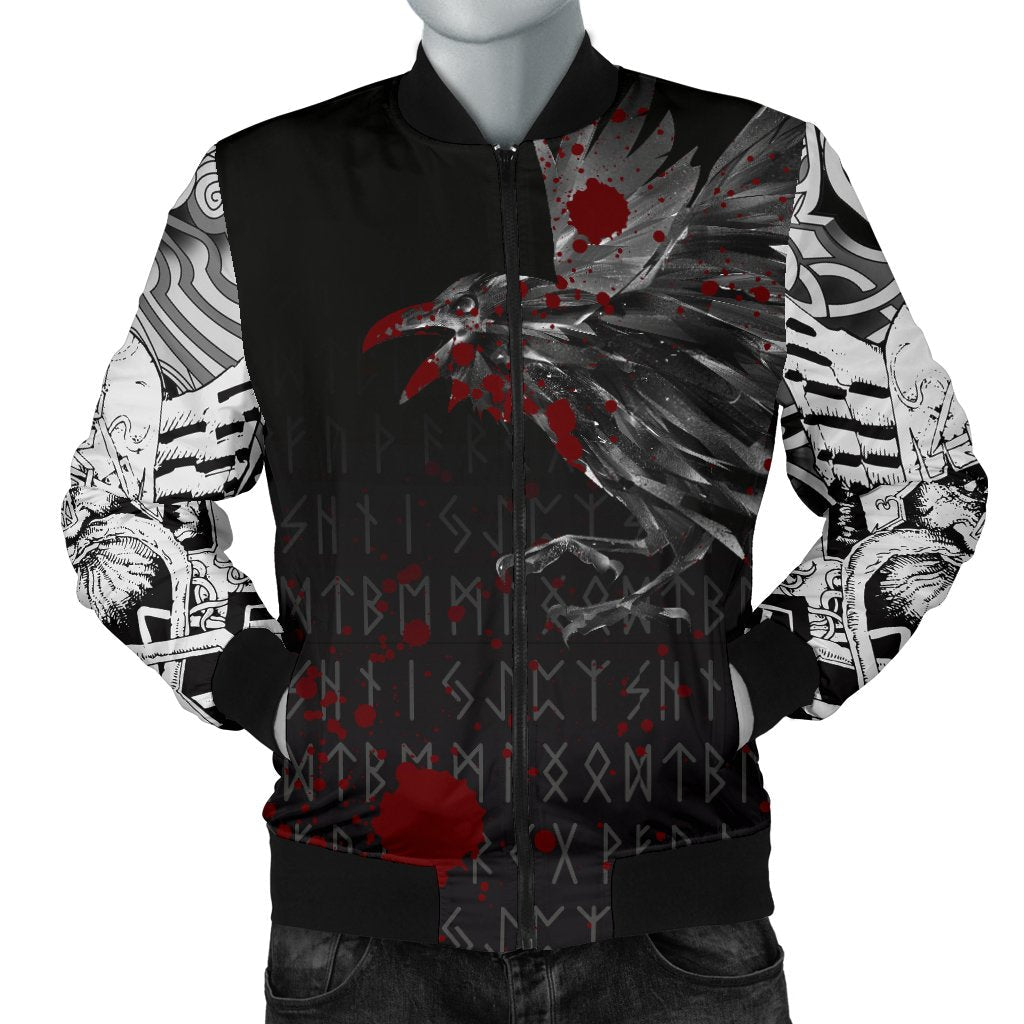 Viking Men's Bomber Jacket - The Raven Of Odin Rune Blood RLT12 - Wonder Print Shop