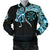 Viking Men's Bomber Jacket, Fenrir Raven and Vegvisir Tattoo Cyan RLT12 - Wonder Print Shop