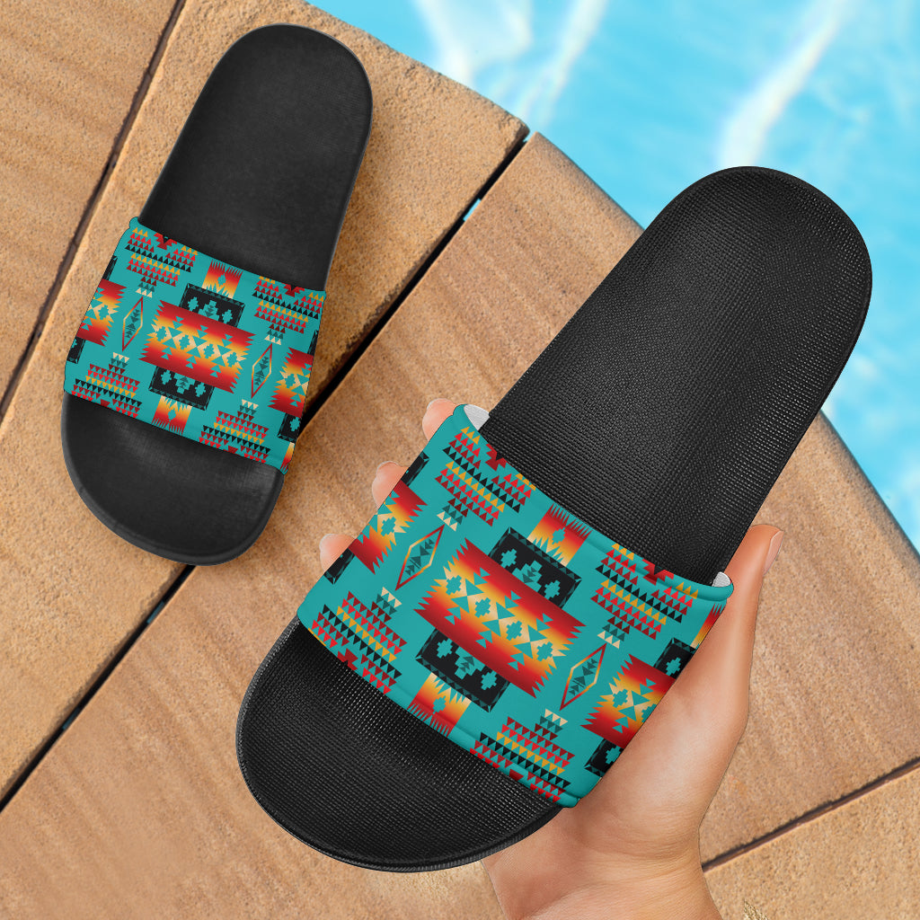 blue-native-tribes-pattern-native-american-slide-sandals