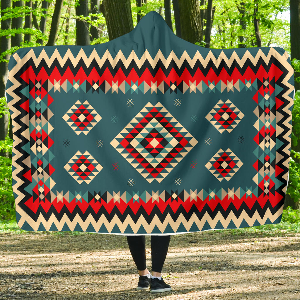 native-american-ethnic-geometric-red-pattern-hooded-blanket
