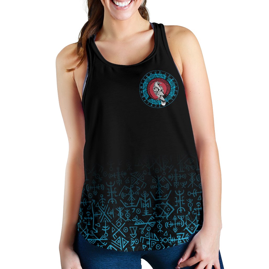 Viking Women's Racerback Tank - Raven Celtic Cyan RLT12 - Wonder Print Shop