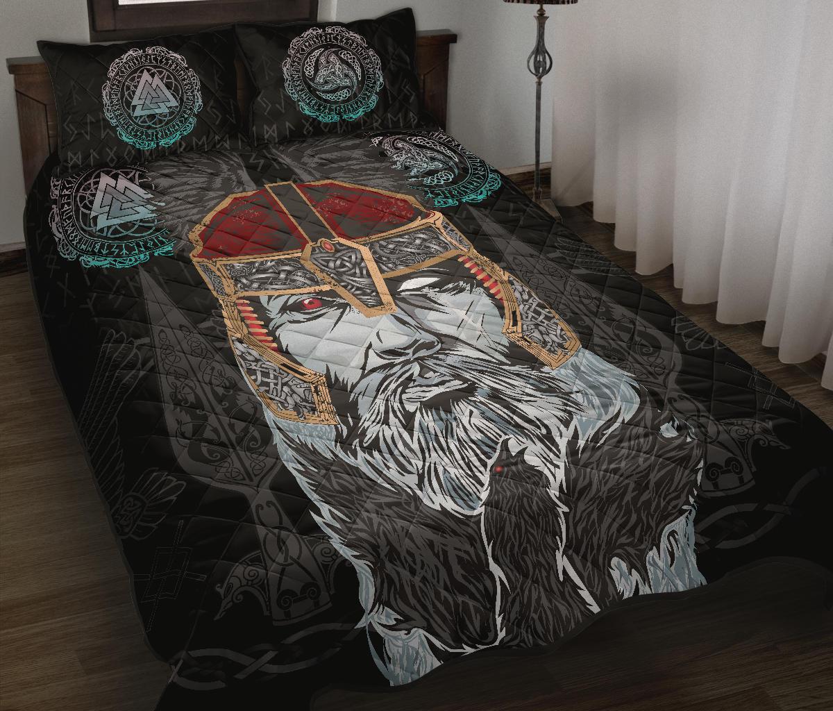 Viking Quilt Bed Set Odin - Valknut and Triple Horn RLT12 - Wonder Print Shop