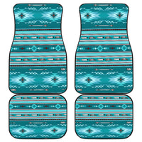 Native American Blue Light Pattern Front and Back Car Mats Set Of 4 LT10 - Wonder Print Shop