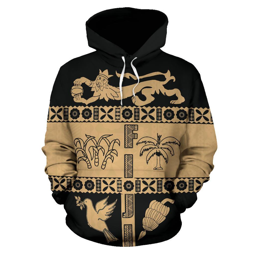 Fiji Tapa Hoodie Fiji Gold Coat of Arms - Wonder Print Shop