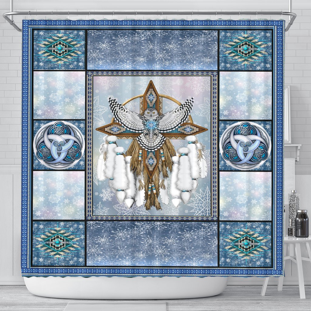 snowy-owl-dreamcatcher-native-american-shower-curtain