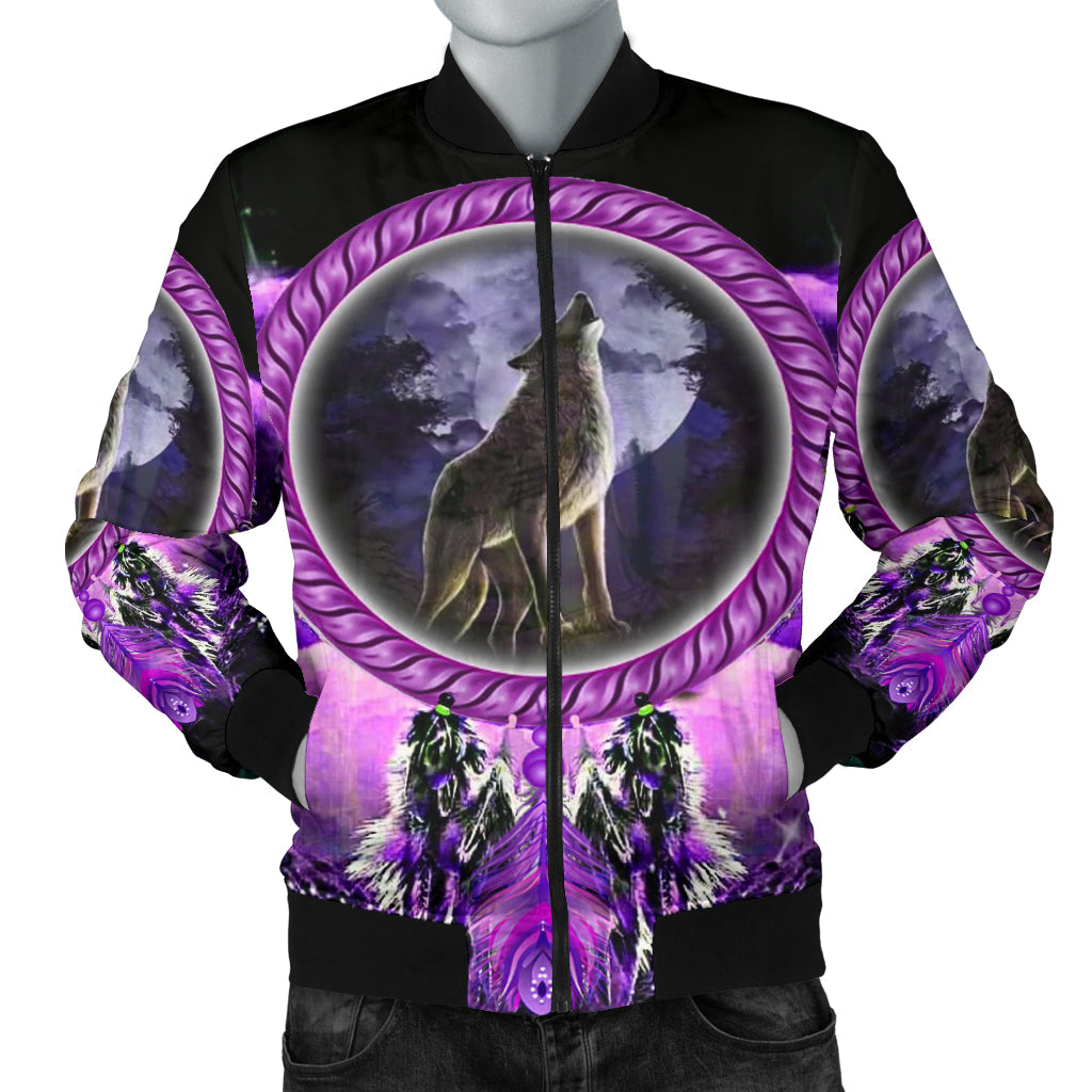 Howling Wolf Dream Men's Bomber Jacket LT10 - Wonder Print Shop