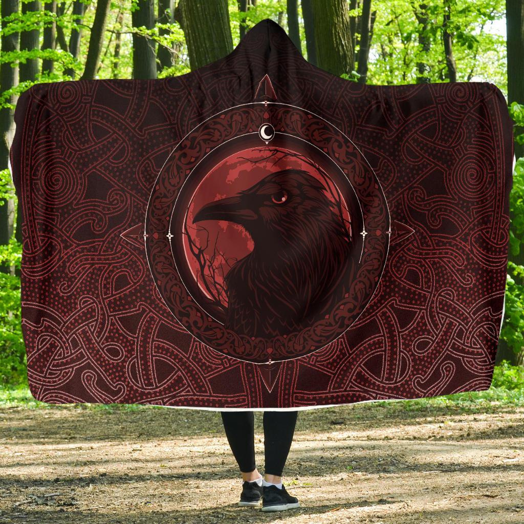 viking-hooded-blanket-ethnic-odin-raven-red