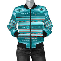 Blue Light Pattern Women's Bomber Jacket LT10 - Wonder Print Shop