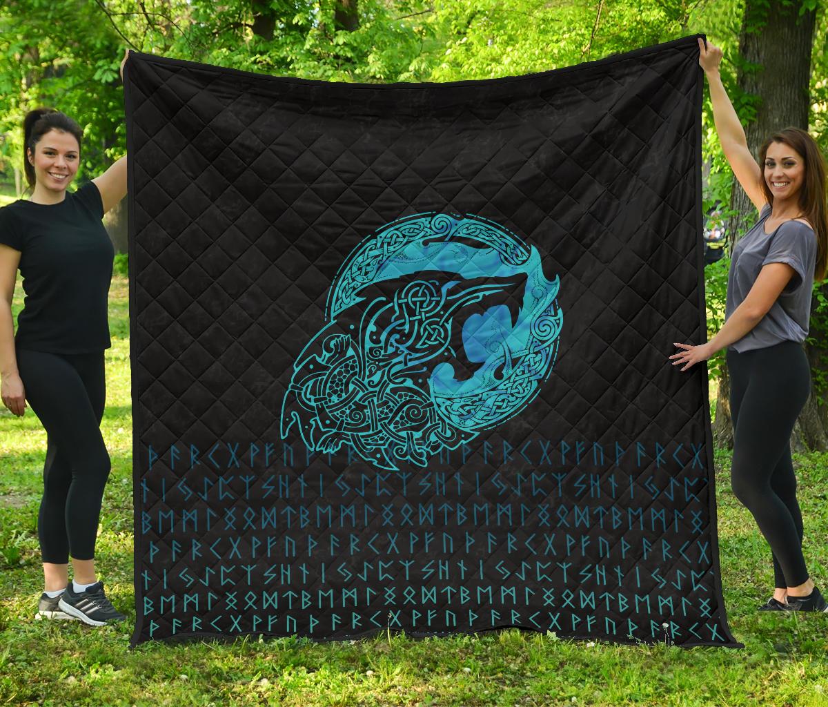 Viking Premium Quilt - Fenrir Wolf Cyan RLT12 - Wonder Print Shop