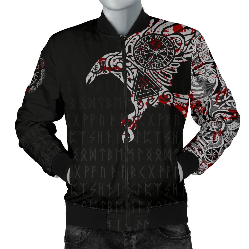 Viking Raven Tatoo Blood Men's Bomber Jacket A15 RLT12 - Wonder Print Shop