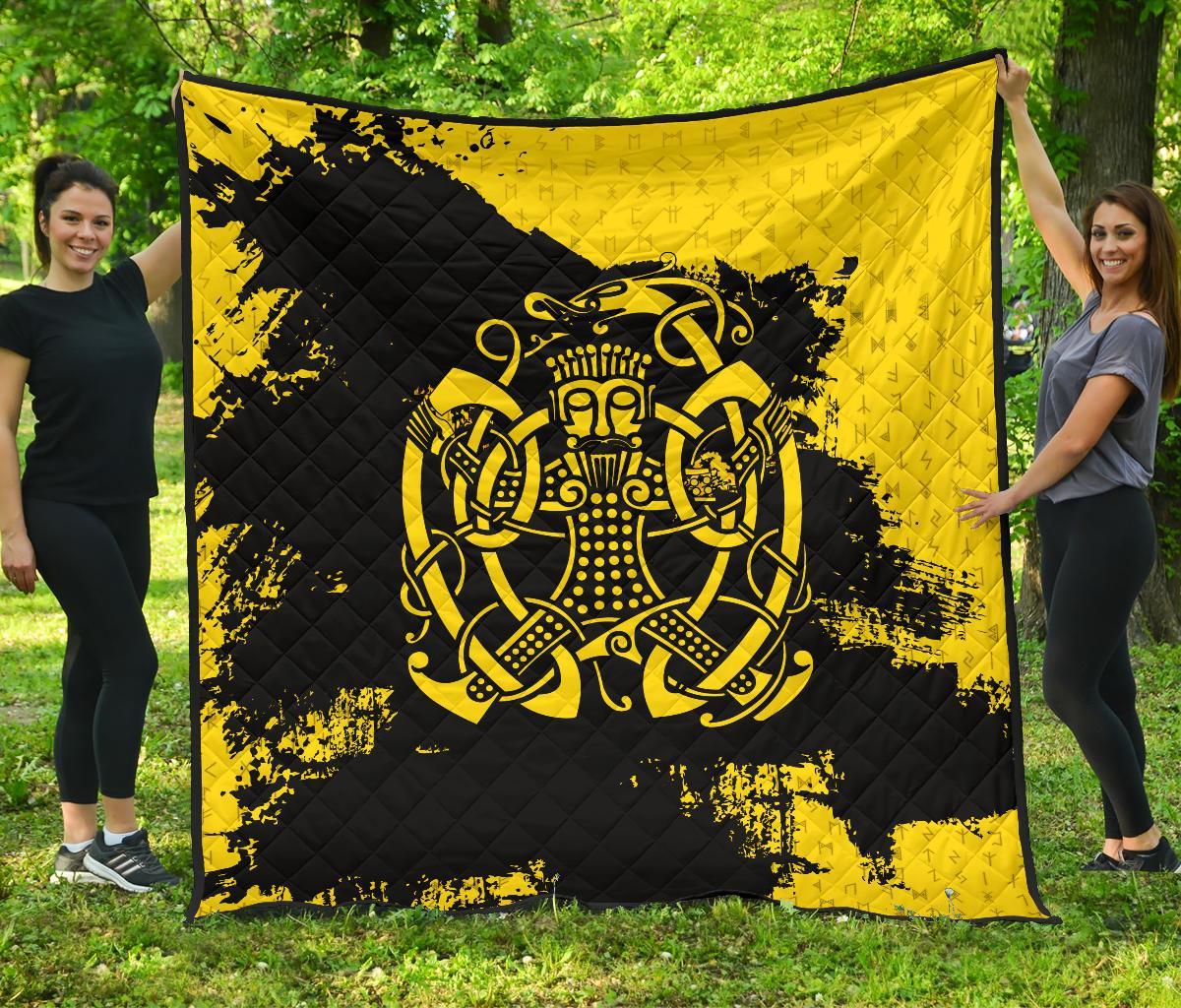 Viking Premium Quilt, Loki Bound Triskele Rune Gold RLT12 - Wonder Print Shop