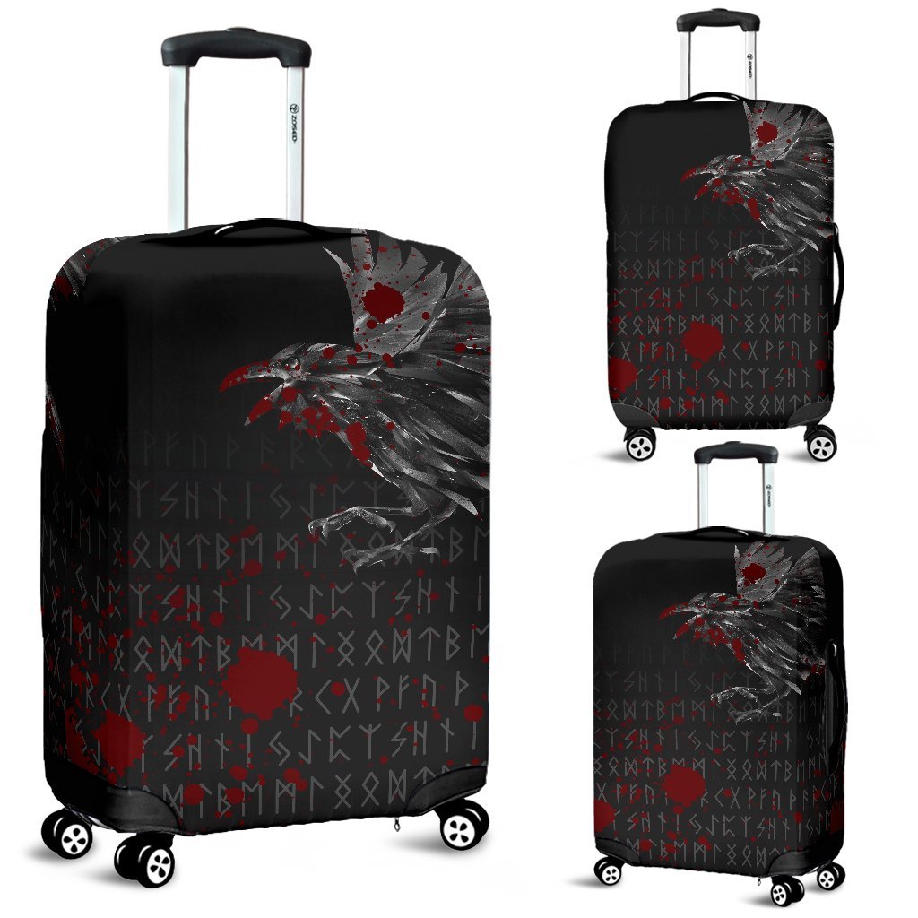 Viking Luggage Cover - The Raven Of Odin Rune Blood RLT12 - Wonder Print Shop