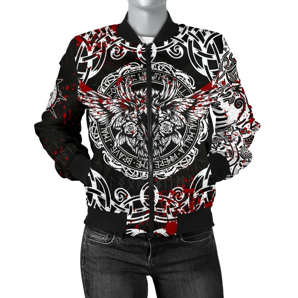 Viking Women's Bomber Jacket, Raven Blood RLT12 - Wonder Print Shop