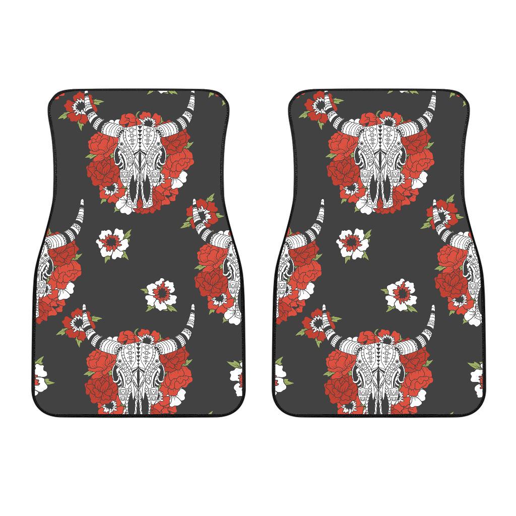 Bison Red Rose Native American Front Car Mats (Set Of 2) LT10 - Wonder Print Shop
