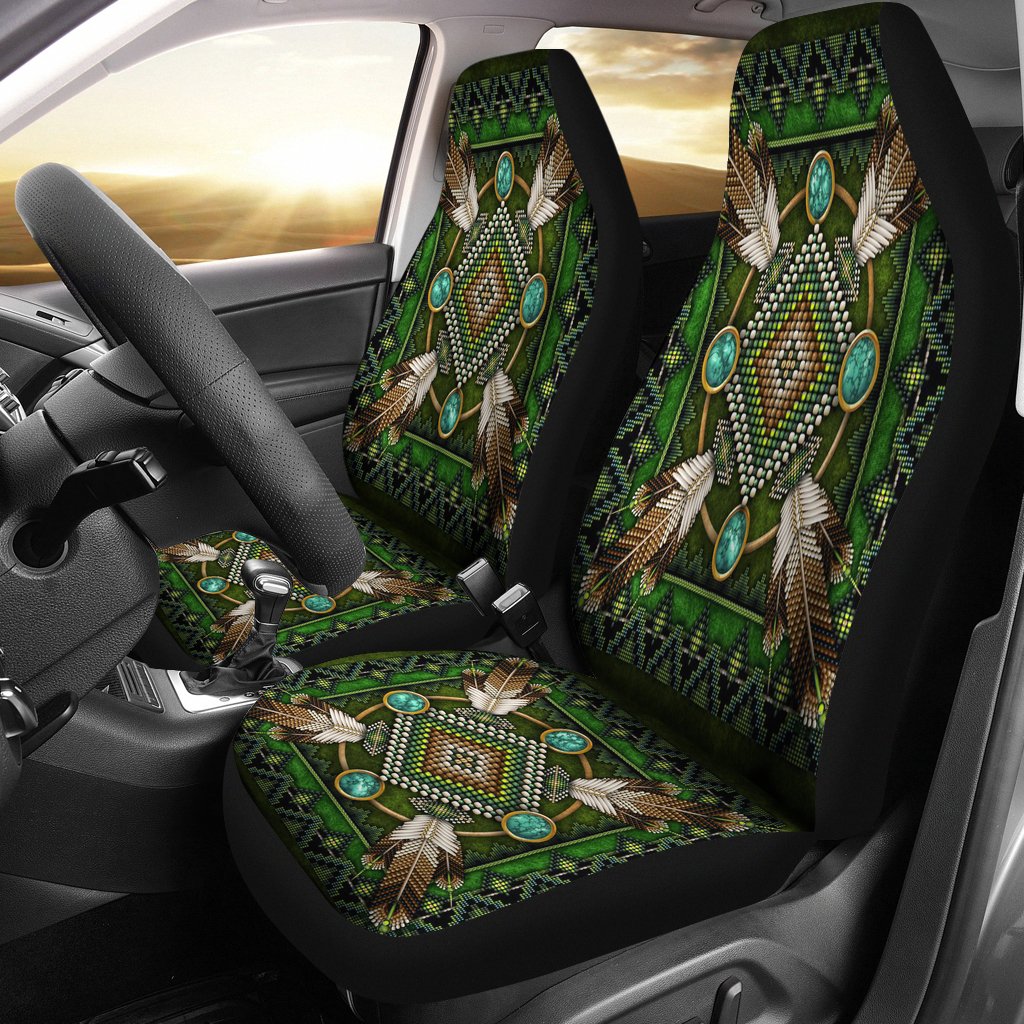 Green Mandala Native American Car Seat Covers LT10 - Wonder Print Shop