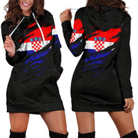 Croatia in Me Women's Hoodie Dress - Special Grunge Style - Wonder Print Shop