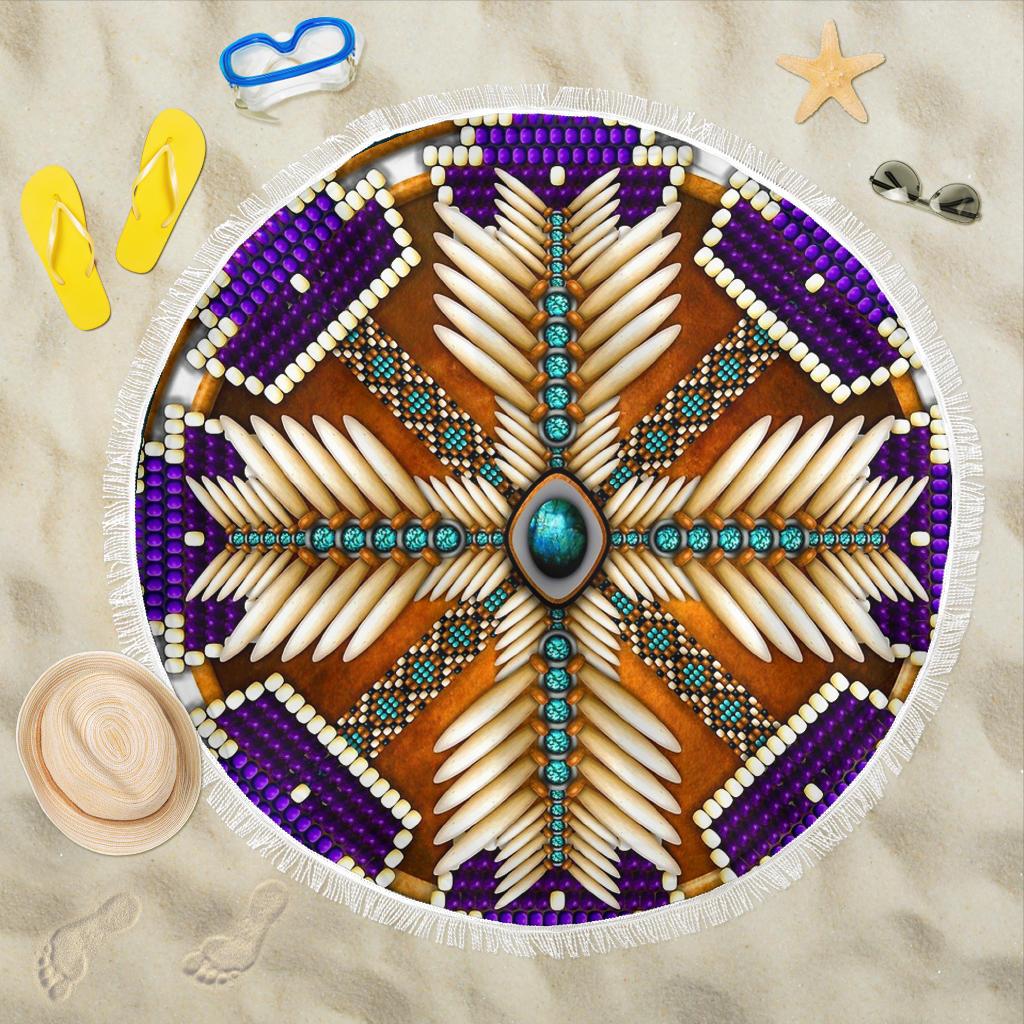 Mandala Pupple Native American Design Beach Blanket LT10 - Wonder Print Shop