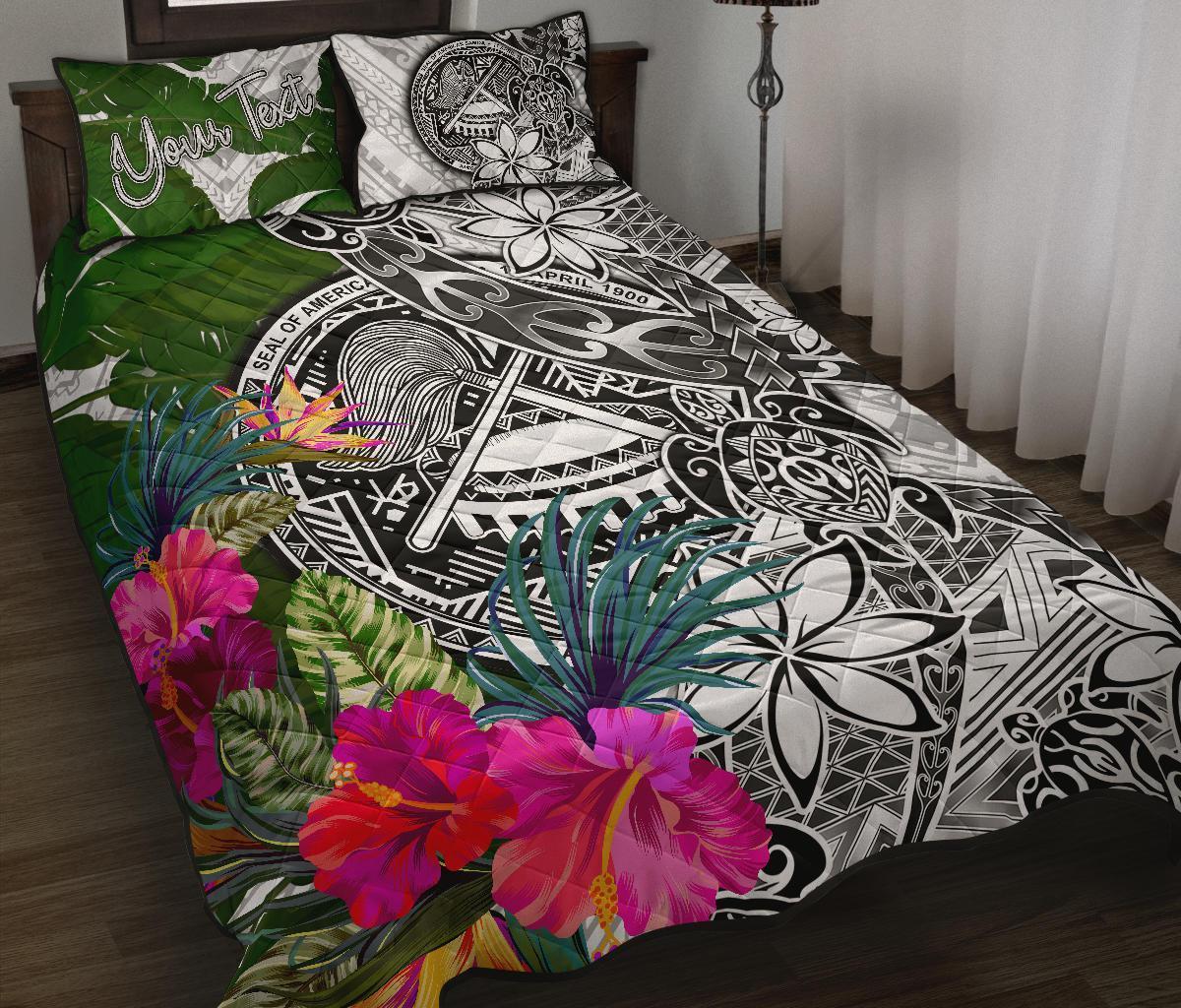 american-samoa-custom-personalised-quilt-bet-set-white-turtle-plumeria-banana-leaf