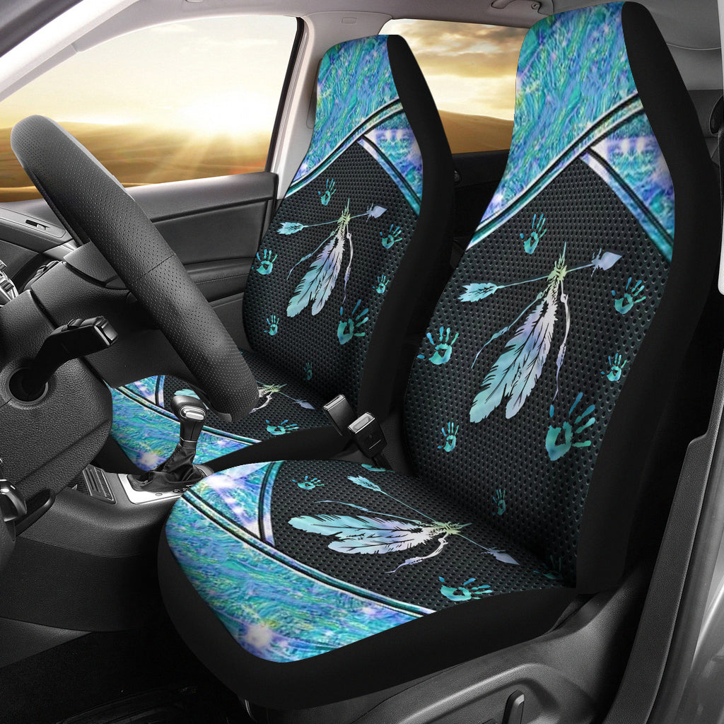 Blue Light Feather Car Seat Covers LT10 - Wonder Print Shop