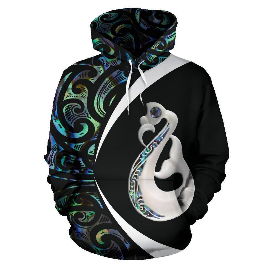 Aotearoa Maori Manaia Paua Shell Hoodie Circle Style - Wonder Print Shop