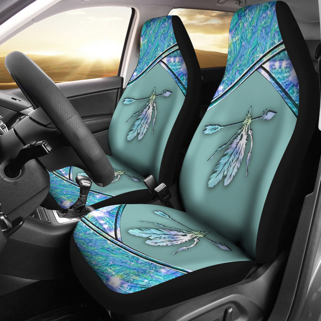 Blue Light Feather Car Seat Covers LT10 - Wonder Print Shop