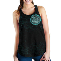 Viking Women's Racerback Tank - Viking Bear Claws Cyan Tattoo RLT12 - Wonder Print Shop