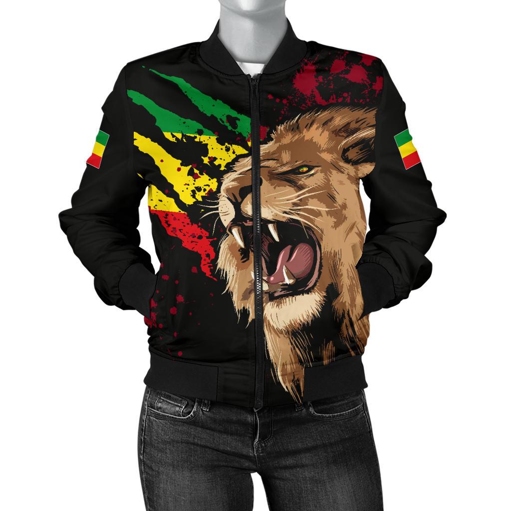 Ethiopia Bomber Jacket, Ethiopia Rasta Lion Judah Flag - Wonder Print Shop