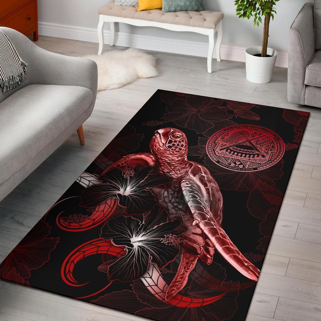 american-samoa-polynesian-area-rugs-turtle-with-blooming-hibiscus-red
