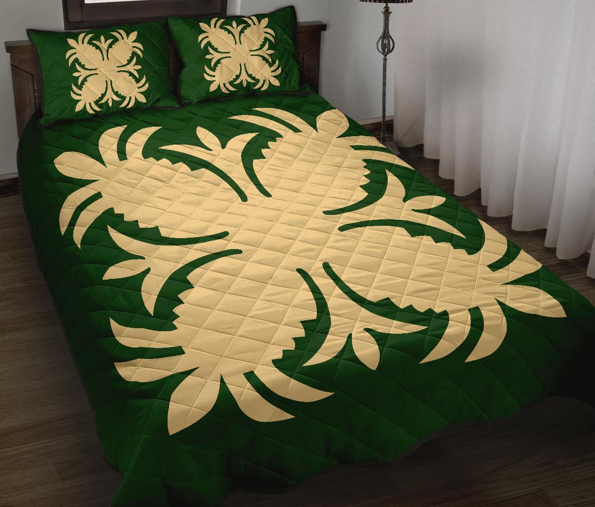 Hawaiian Quilt Bed Set Royal Pattern - Green - A2 Style - Wonder Print Shop