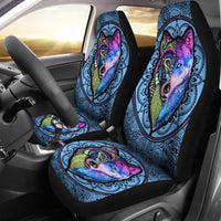 2 Faces Wolves Native American Pride Car Seat Covers LT10 - Wonder Print Shop