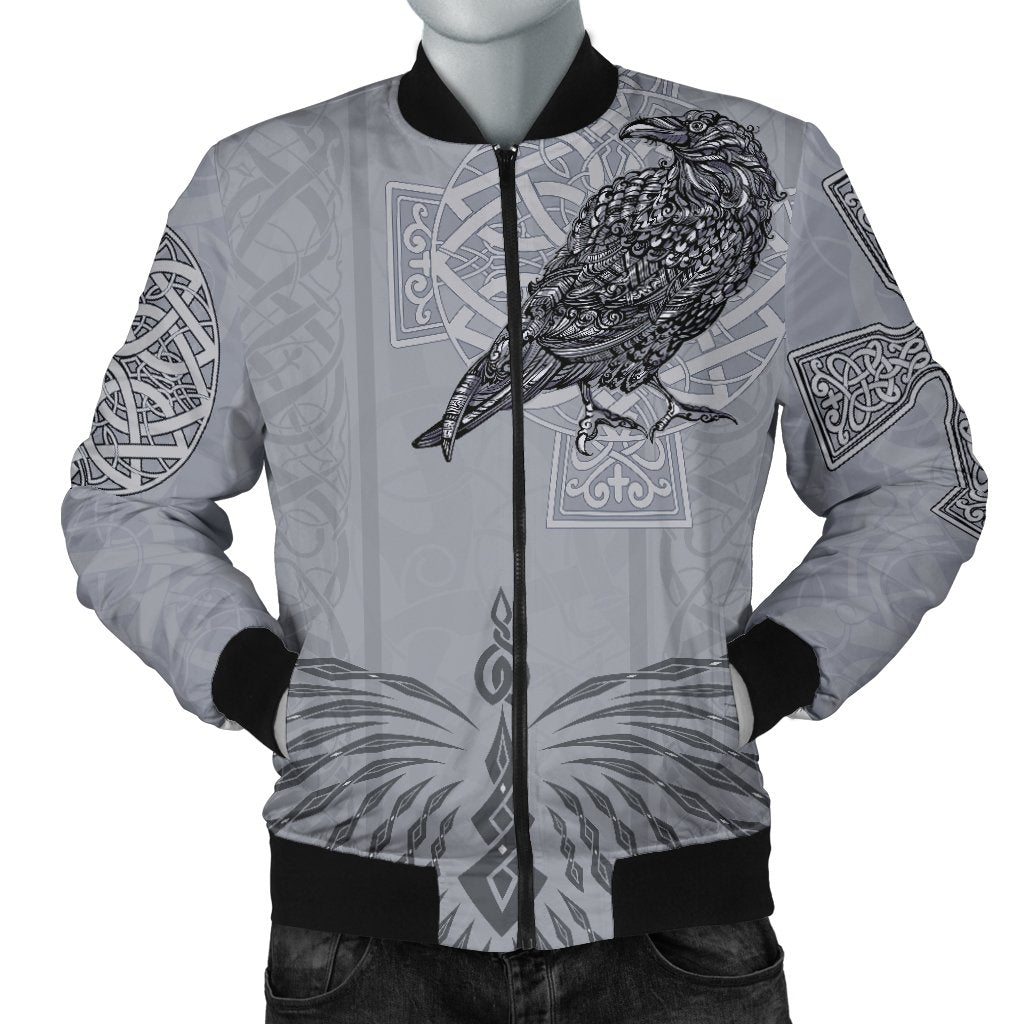 Viking Men's Bomber Jacket - Odin's Celtic Raven - Scandinavian Tattoo RLT12 - Wonder Print Shop