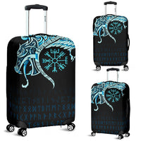 Viking Luggage Covers, Fenrir Raven and Vegvisir Tattoo Cyan RLT12 - Wonder Print Shop
