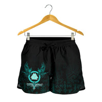 viking-womens-shorts-three-raven-and-valknut-cyan