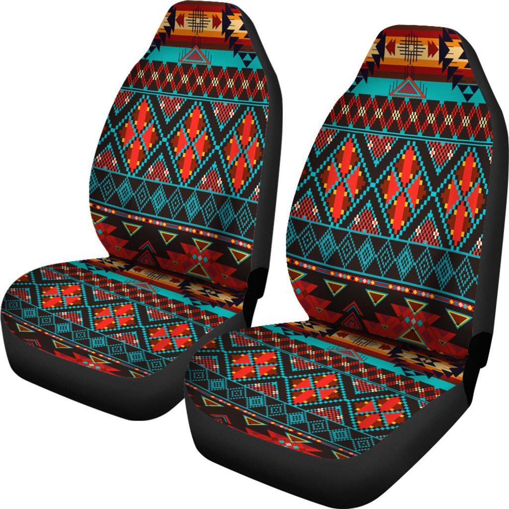 Dark Brown Red Pattern Native American Car Seat Covers LT10 - Wonder Print Shop